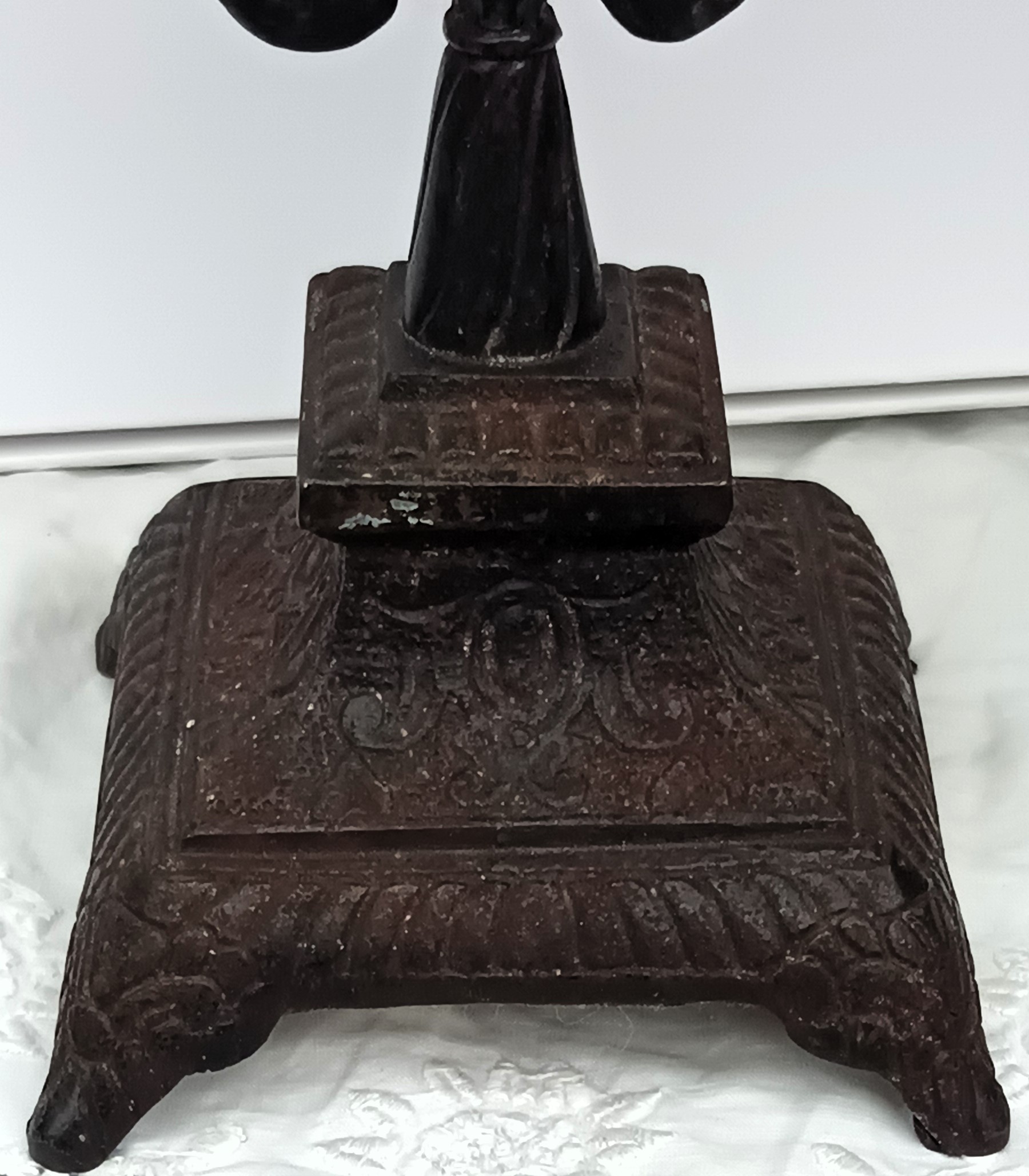 Antique English Victorian Cast Iron Candelabra - Image 7